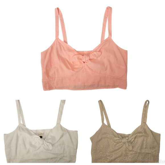 Universal Thread Linen Blend Sleeveless Bow tied Crop Top Size XXL Set of 3 NEW - Picture 1 of 10